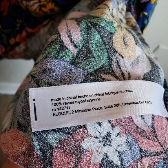 Eloquii Knot Front V-Neck Floral Flounce Dress Island Garland Sz Women's 20 Plus - Picture 9 of 10